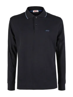 Rifle Polo uomo a maniche lunghe in cotone - blu scuro