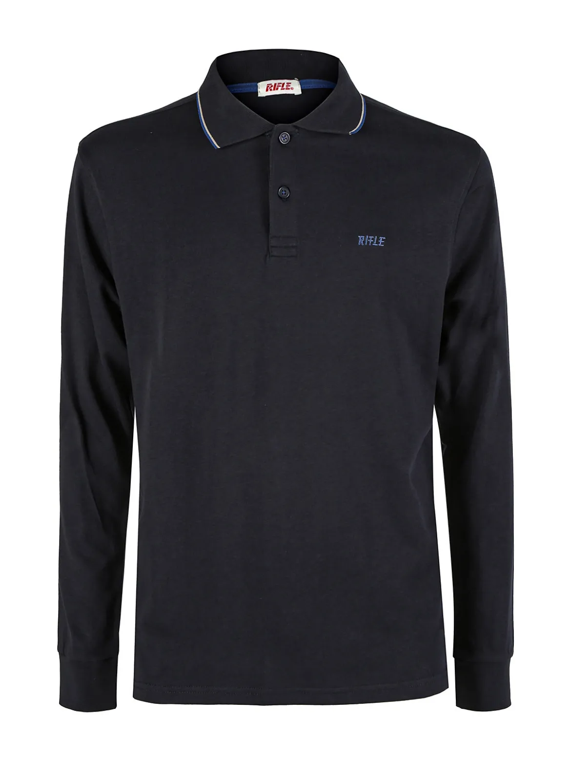 Rifle Polo uomo a maniche lunghe in cotone - blu scuro