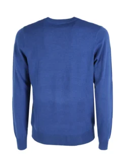 Rifle Pullover girocollo da uomo in maglia misto lana - blu