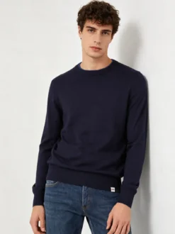 Rifle Pullover girocollo in maglia da uomo misto lana - blu scuro