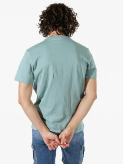 Rifle T-shirt da uomo in cotone con taschino - acqua marina