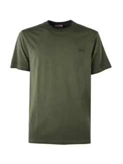 Rifle T-shirt girocollo da uomo in cotone con logo - militare