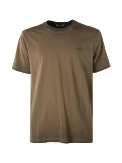 Rifle T-shirt girocollo da uomo in cotone con logo - moro