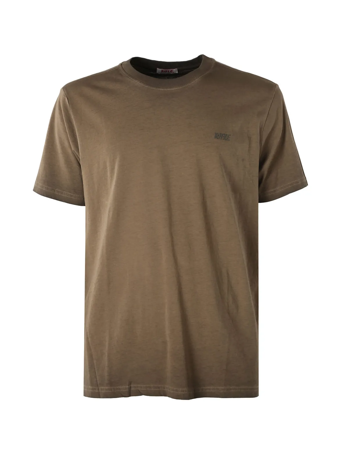 Rifle T-shirt girocollo da uomo in cotone con logo - moro