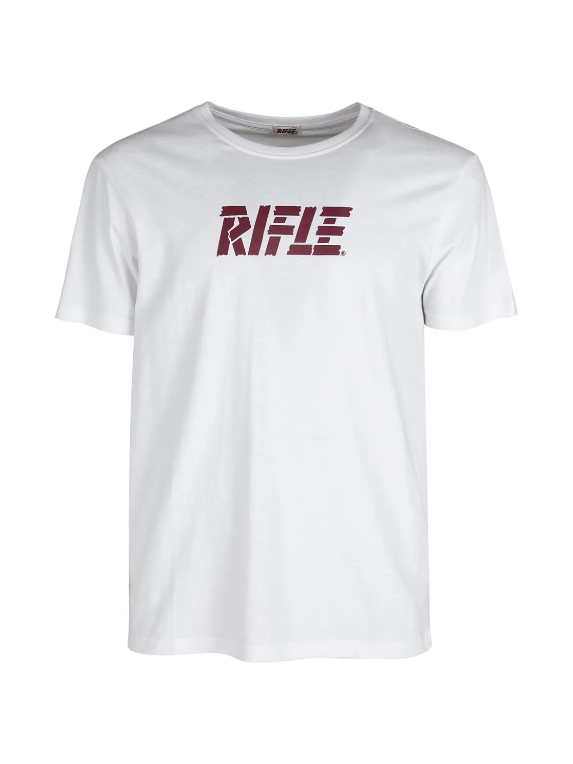 Rifle T-shirt girocollo in cotone con stampa scritta