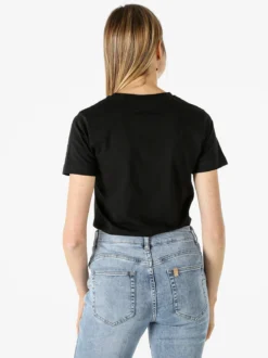 Rifle T-shirt in cotone da donna con applicazioni micro borchie - bianco