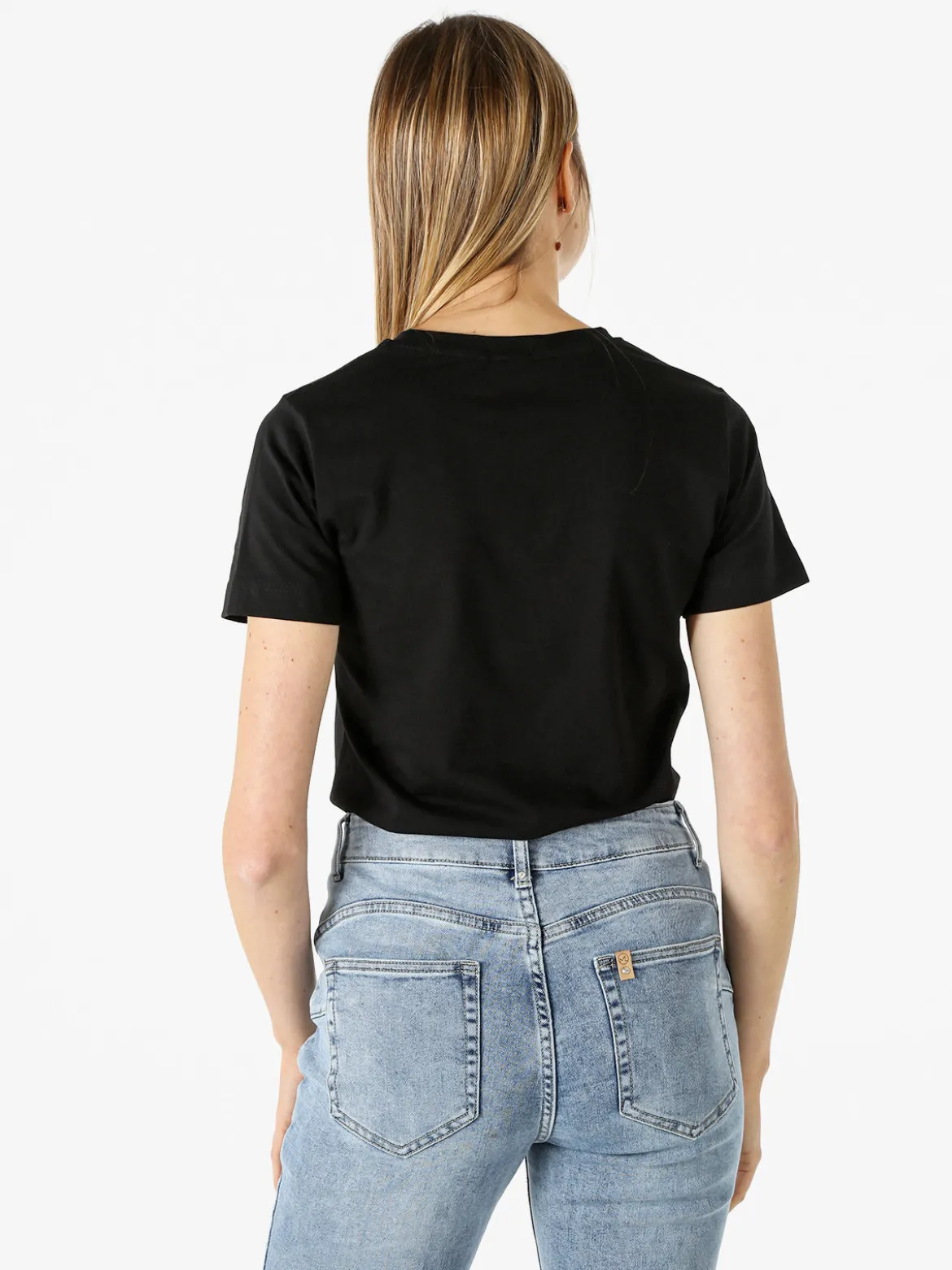 Rifle T-shirt in cotone da donna con applicazioni micro borchie - bianco