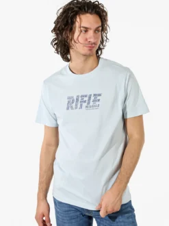 Rifle T-shirt in cotone da uomo con logo - azzurro