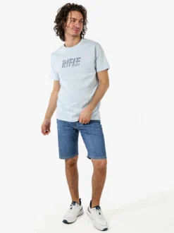 Rifle T-shirt in cotone da uomo con logo - azzurro