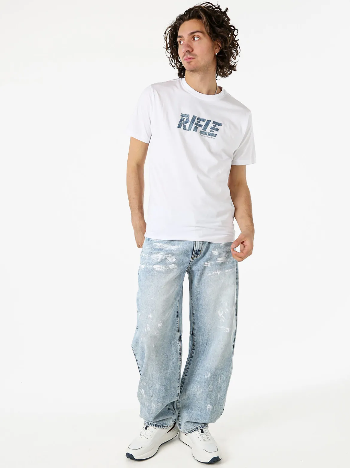 Rifle T-shirt in cotone da uomo con logo - bianco