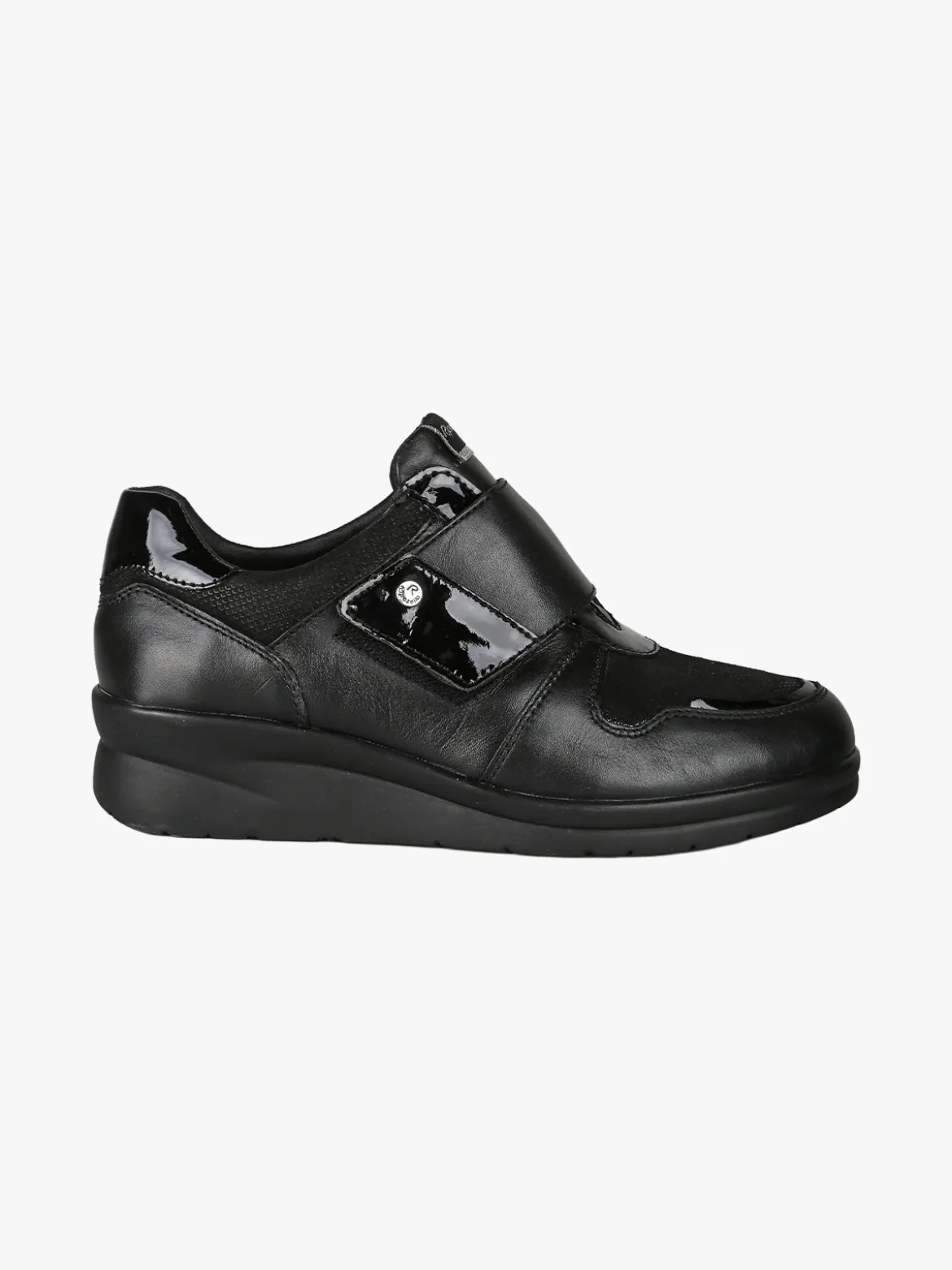 Riposella Scarpe in pelle da donna con strappo e zeppa - nero