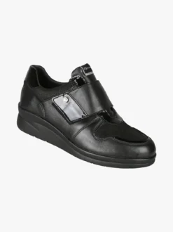 Riposella Scarpe in pelle da donna con strappo e zeppa - nero