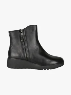 Riposella Stivaletti donna in pelle con zeppa e doppia zip - nero