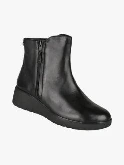 Riposella Stivaletti donna in pelle con zeppa e doppia zip - nero