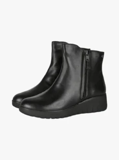 Riposella Stivaletti donna in pelle con zeppa e doppia zip - nero