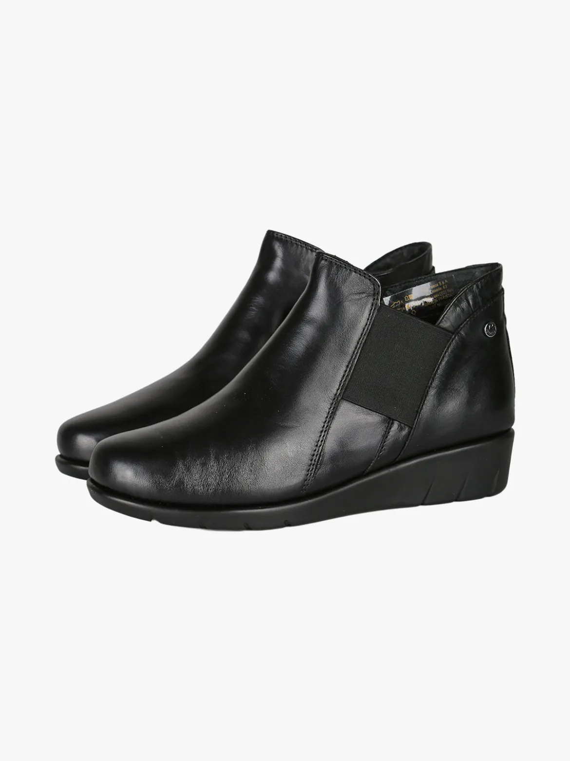 Riposella Stivaletti donna in pelle con zeppa - nero