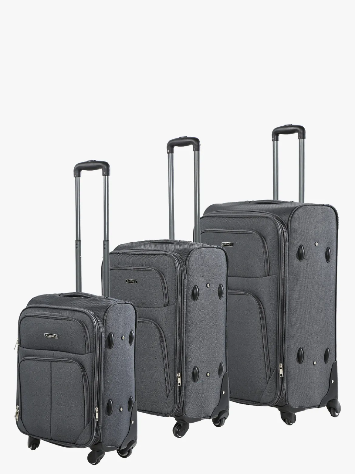 R.Leone Set di valigia 3 pezzi semirigide a 4 ruote - grigio scuro