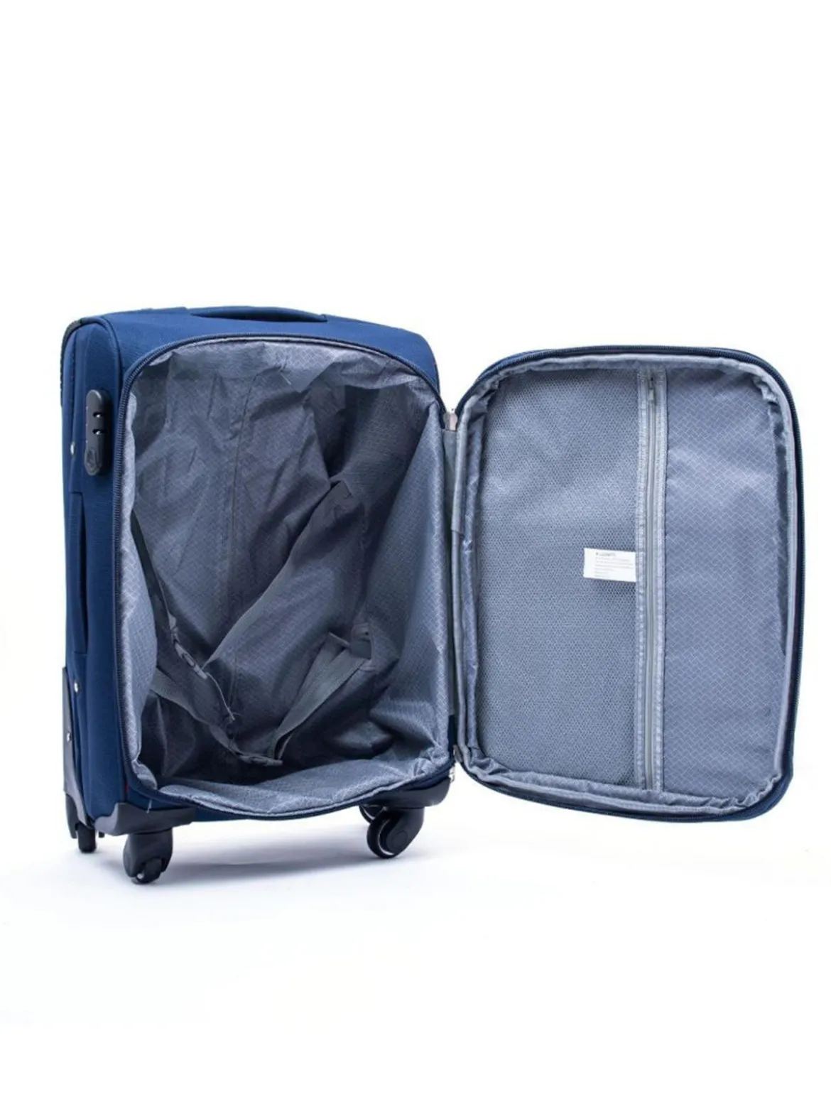 R.Leone Valigia media 4 ruote semirigida in tessuto - blu scuro