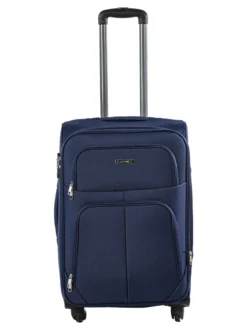 R.Leone Valigia media 4 ruote semirigida in tessuto - blu scuro