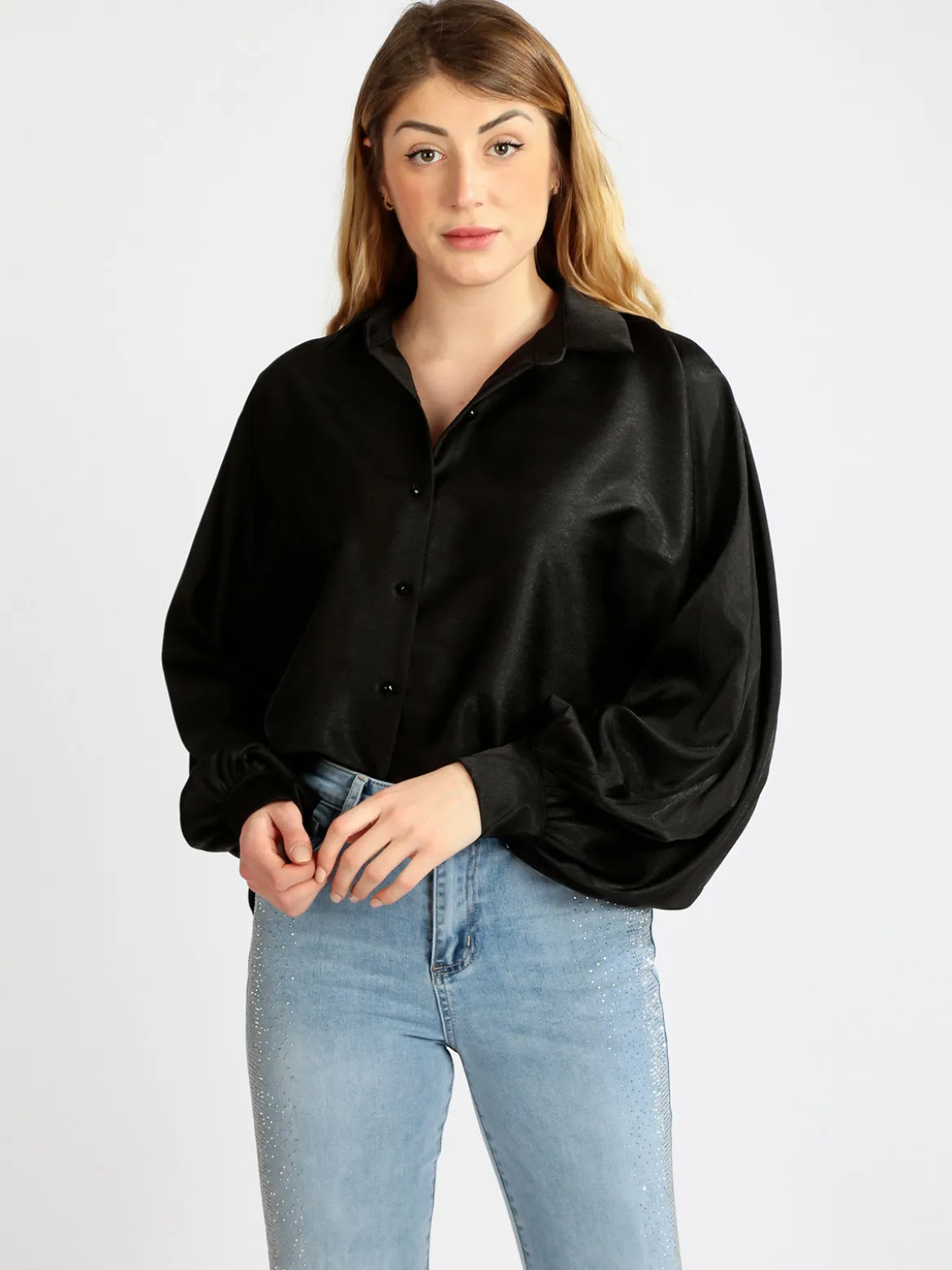 Rlinea Camicia donna oversize con maniche a pipistrello