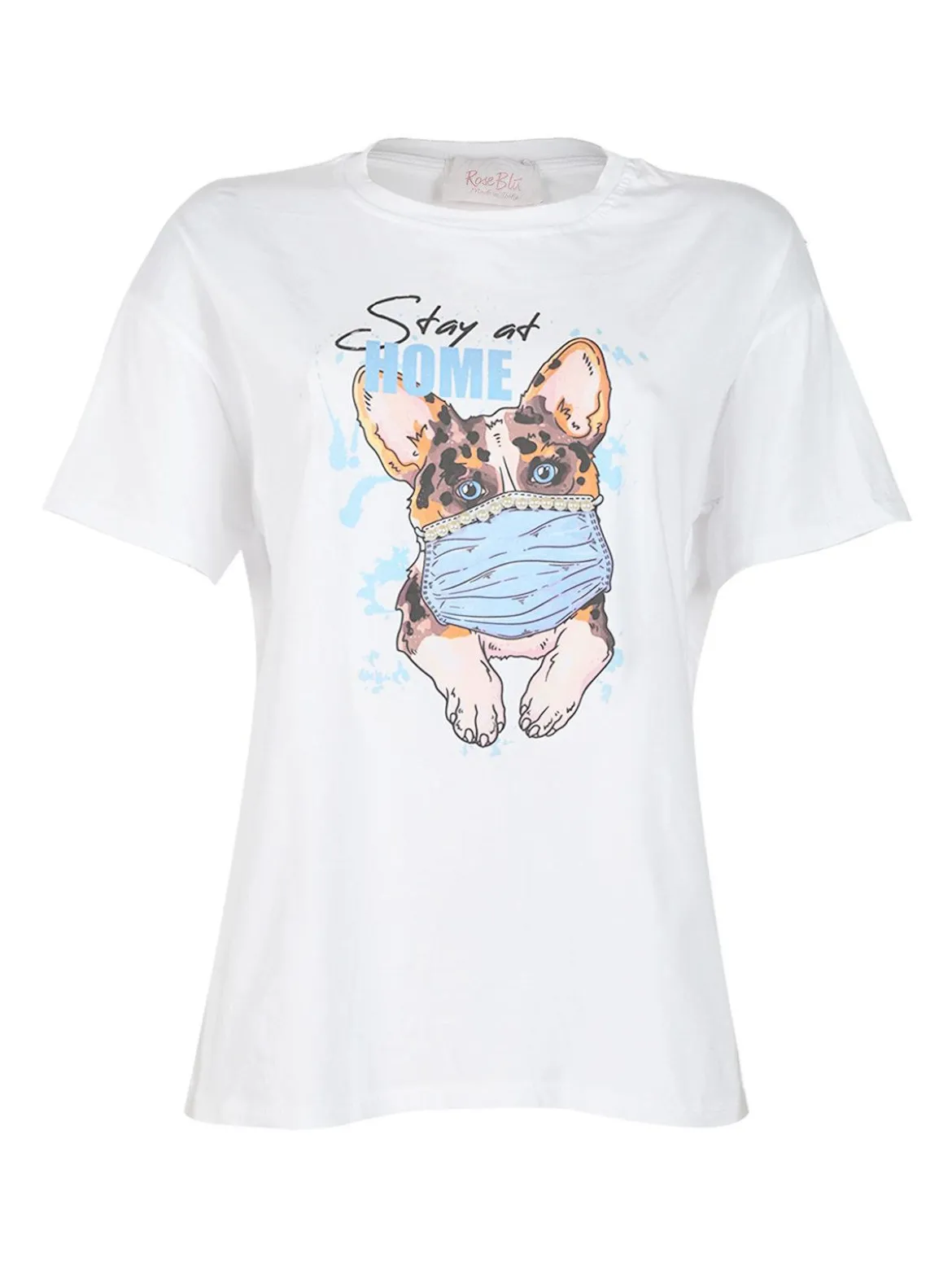 Rose Blu' T-shirt donna oversize con perle