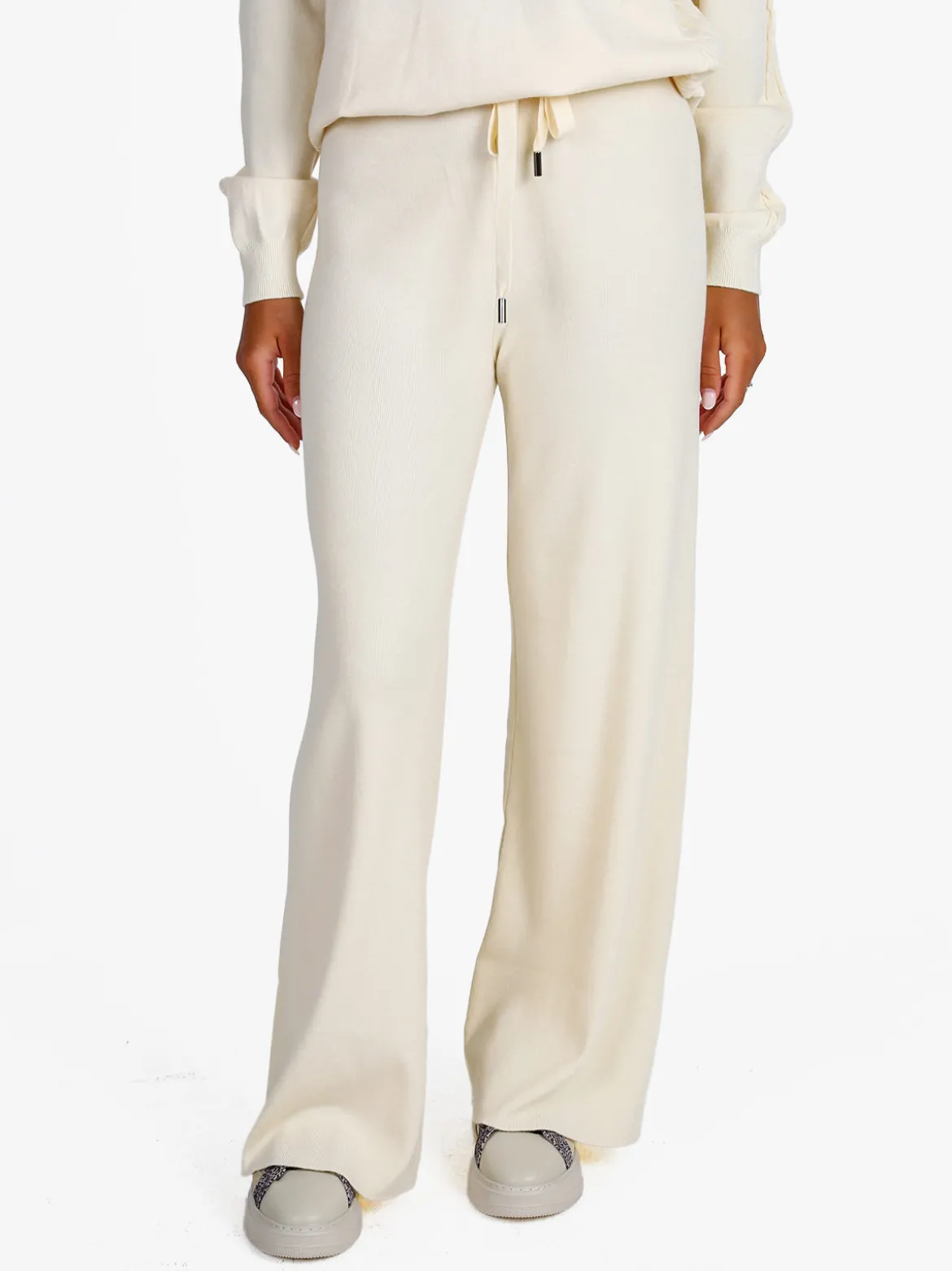 Rossamiss Pantaloni donna in maglia con coulisse - panna