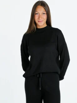 Rossamiss Pullover donna oversize in maglia a trecce - nero