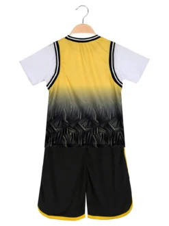 Run Boy Completo corto da ragazzo sportivo con t-shirt e bermuda - giallo