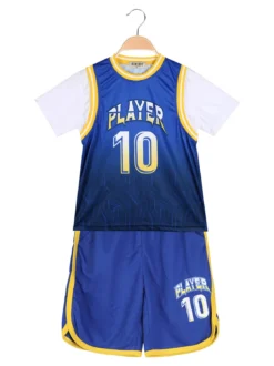 Run Boy Completo corto da ragazzo sportivo con t-shirt e bermuda - blu