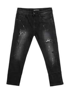 Run Boy Jeans da ragazzo con strappi - nero