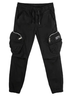 Run Boy Pantaloni cargo da ragazzo con elastico finale - nero