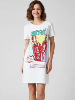 Sabor Cherry-Coke maxi t-shirt donna in cotone a maniche corte con stampa disegno - verde