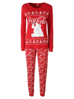 Sabor Coca -Cola Pigiama natalizio donna in cotone - rosso