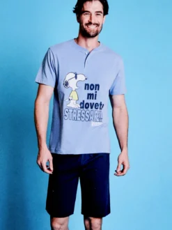 Sabor Snoopy pigiama corto da uomo in cotone - jeans