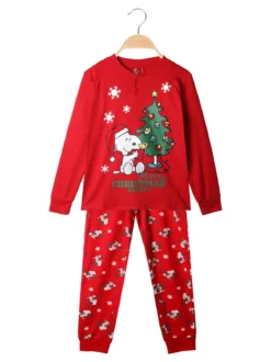 Sabor Snoopy pigiama natalizio da bambina in cotone