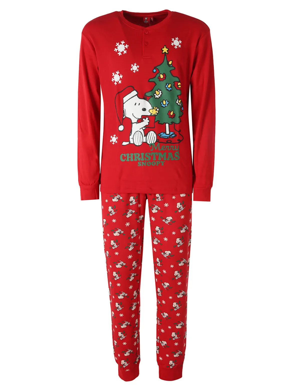 Sabor Snoopy pigiama natalizio uomo in cotone - rosso