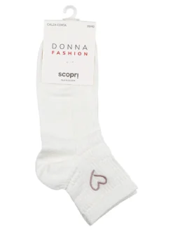 Scopri Calze corte da donna cuore in filo di scozia - panna