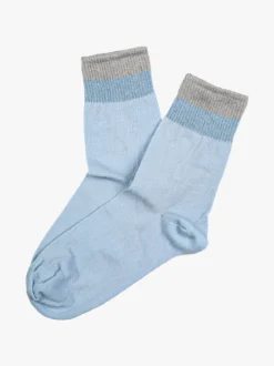Scopri Calze corte da donna in cotone stretch con bordo lurex - azzurro