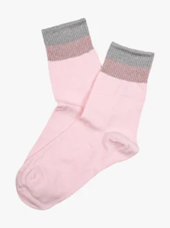 Scopri Calze corte da donna in cotone stretch con bordo lurex - rosa
