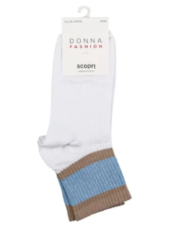 Scopri Calze corte da donna in cotone stretch con inserto lurex - azzurro