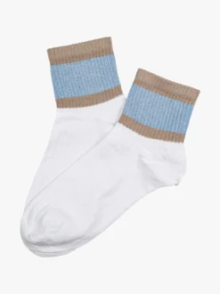 Scopri Calze corte da donna in cotone stretch con inserto lurex - azzurro