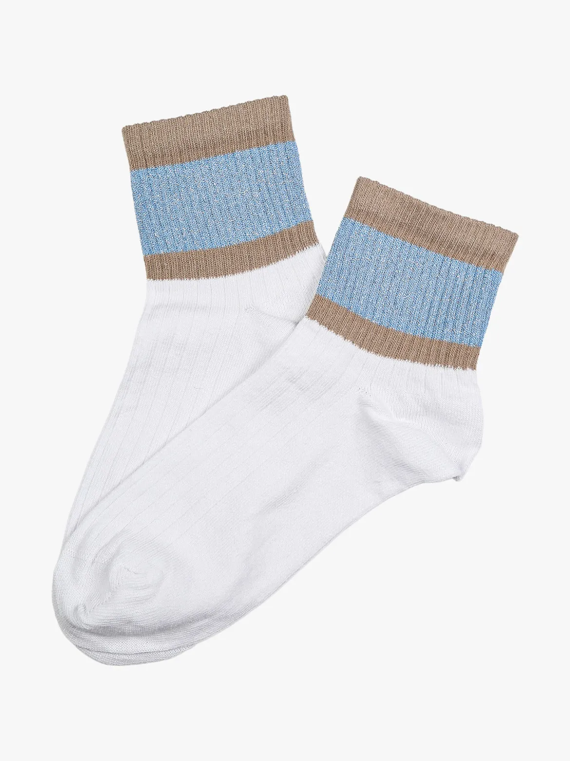 Scopri Calze corte da donna in cotone stretch con inserto lurex - azzurro