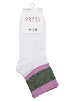 Scopri Calze corte da donna in cotone stretch con inserto lurex - verde