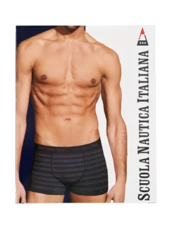 Scuola Nautica Italiana Boxer da uomo rigati in cotone stretch - blu scuro