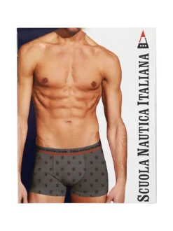 Scuola Nautica Italiana Boxer uomo con stampe in cotone stretch - blu scuro