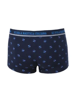Scuola Nautica Italiana Boxer uomo con stampe in cotone stretch - blu scuro