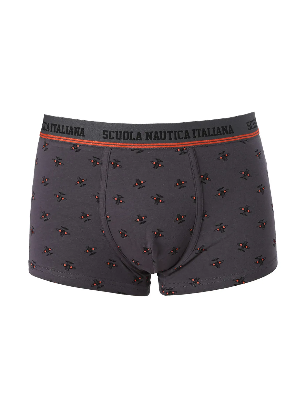 Scuola Nautica Italiana Boxer uomo con stampe in cotone stretch - grigio scuro