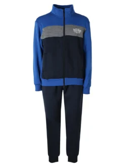 Scuola Nautica Italiana Completo tuta da uomo felpata con zip intera - blu