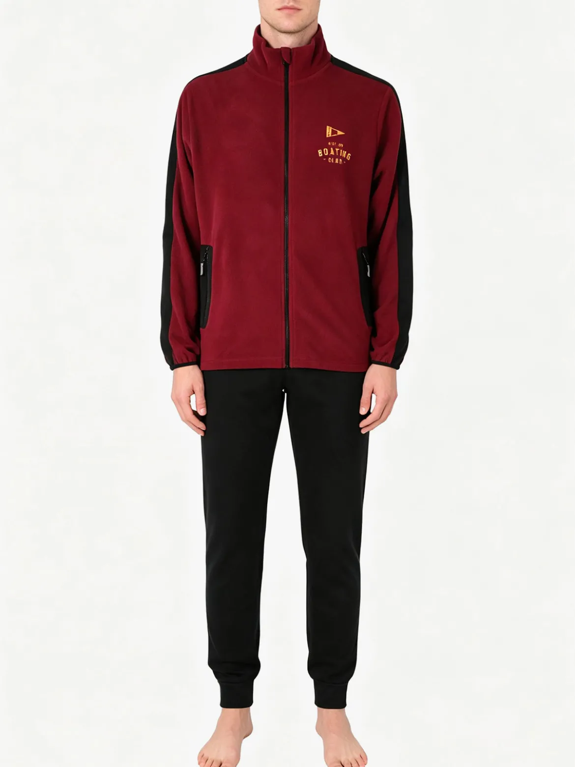 Scuola Nautica Italiana Completo tuta 2 pezzi da uomo in pile full zip - bordeaux