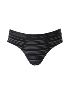 Scuola Nautica Italiana Slip da uomo a righe in cotone elasticizzato - nero